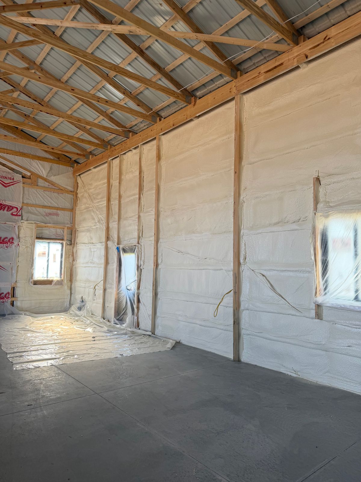 Foam around the window openings.